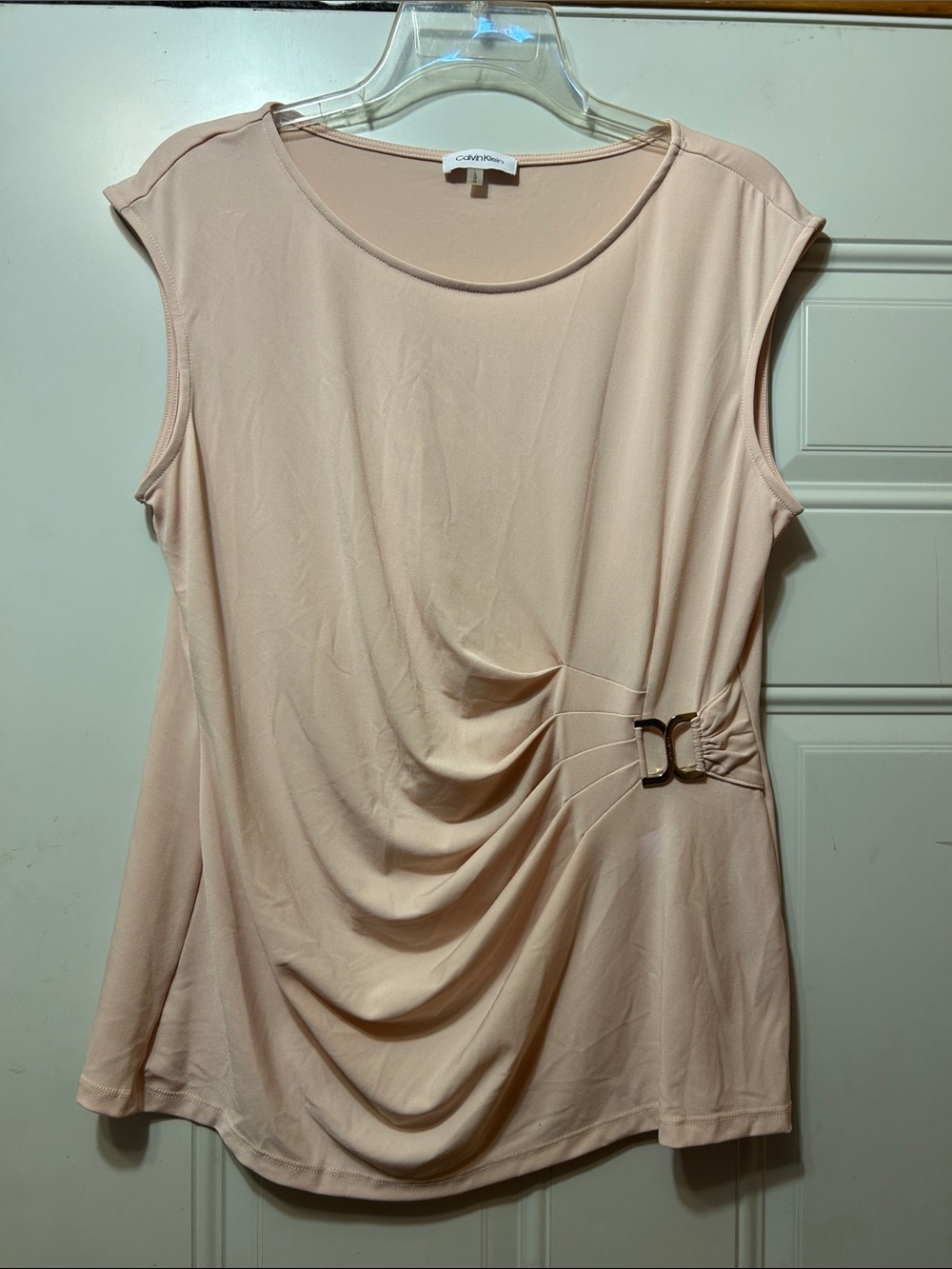 Calvin Klein Blush Draped Sleeveless Tank with Side Buckle L